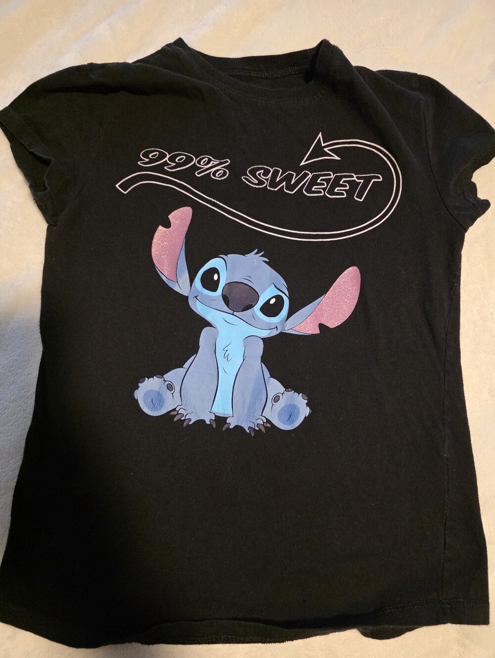 Disney Stitch 99% Sweet Black Graphic T-Shirt Girls Size 14/16 XL